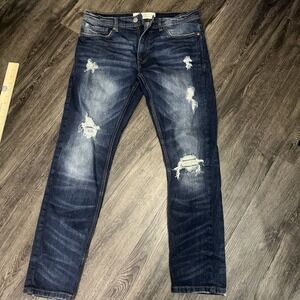 Akademiks Jeanius Men's Blue Jeans 32x30Marquis Wash